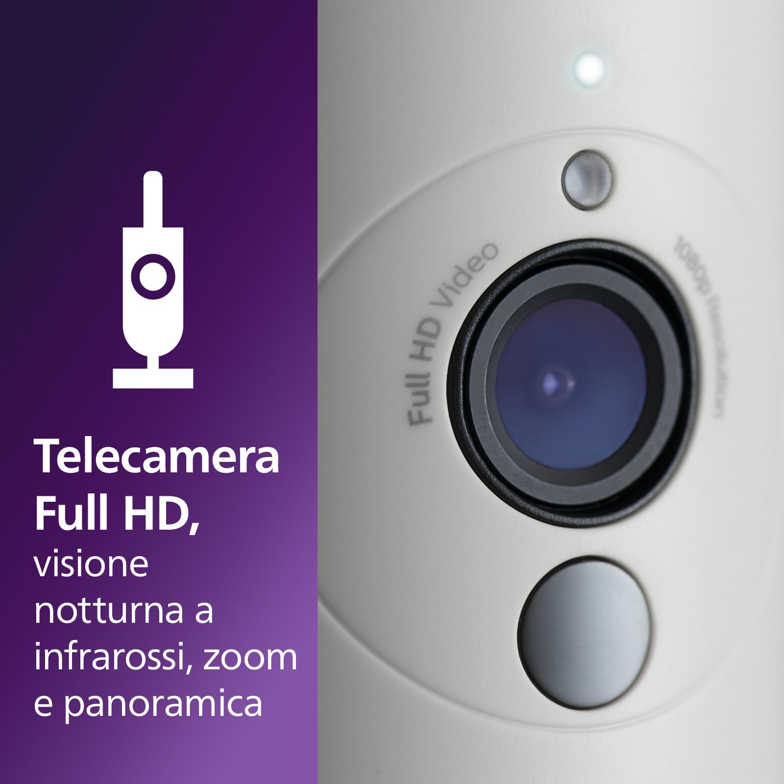 PHILIPS Avent Connected Baby Monitor con telecamera HD 1080p, visione notturna a infrarossi, audio bidirezionale, portata illimitata, Secure Connect, 12 ore (modello SCD923/26)