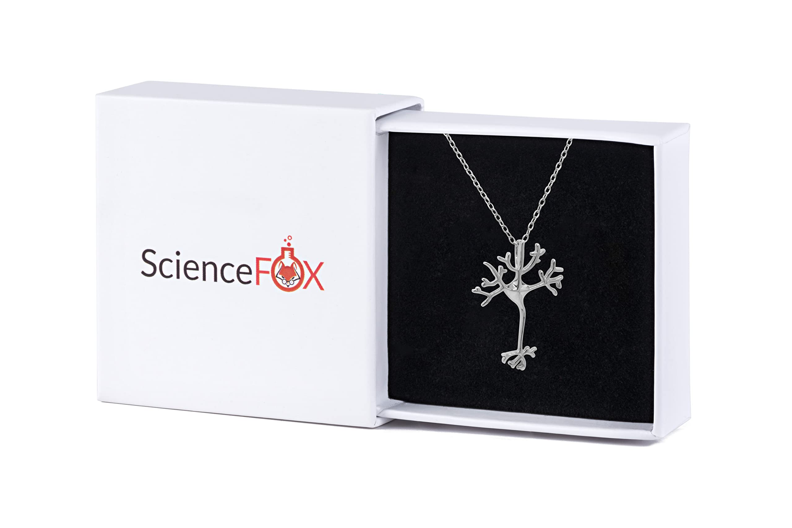 Neuron - Ciondolo a cellule nervose con collana in argento Sterling 925, in oro rosa, 40 cm, con estensione di 7 cm