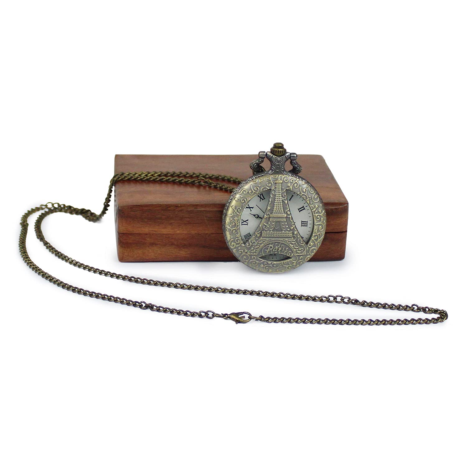 Artvarkoeffile Tower Bronze Antique Pocket Watch With Roman Number