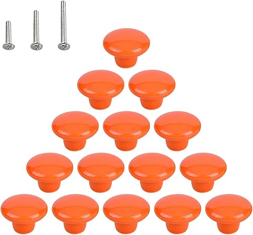 Vista 19 de HUAMULAN 15 pomos de cerámica brillante con botón redondo de hongo, vestidor, tiradores vintage, manijas de puerta, armario, cajón, diámetro de 1.5