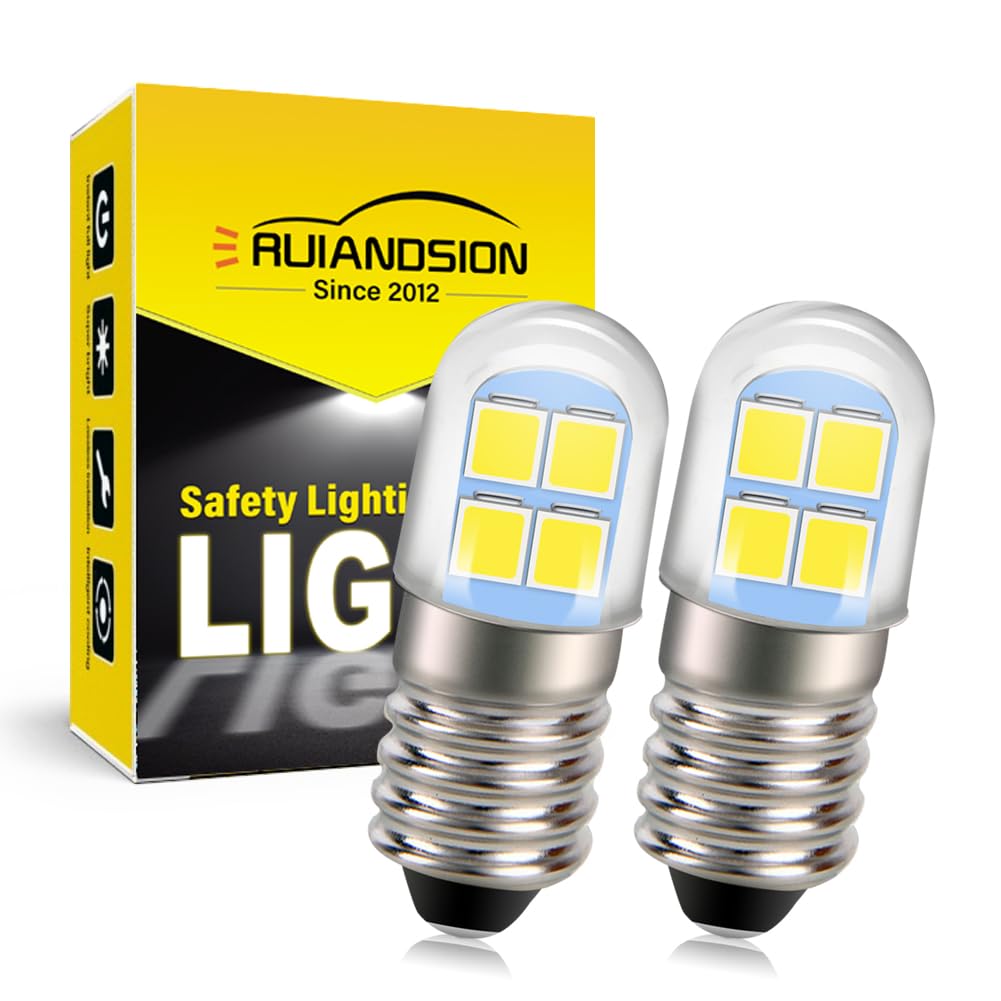 Photo 1 of Ruiandsion E10 LED Bulb 6V White Miniature Flashlight Replacement (2Pcs)