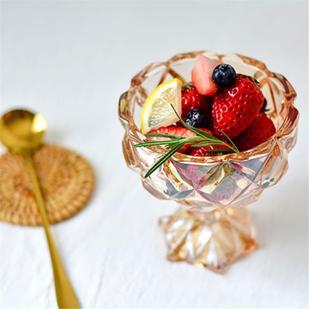 Vintage Crystal Glass Cup Embossed Goblet Home Party Dessert Yogurt Ice Cream Cup Cocktail Glass Gifts Drinkware