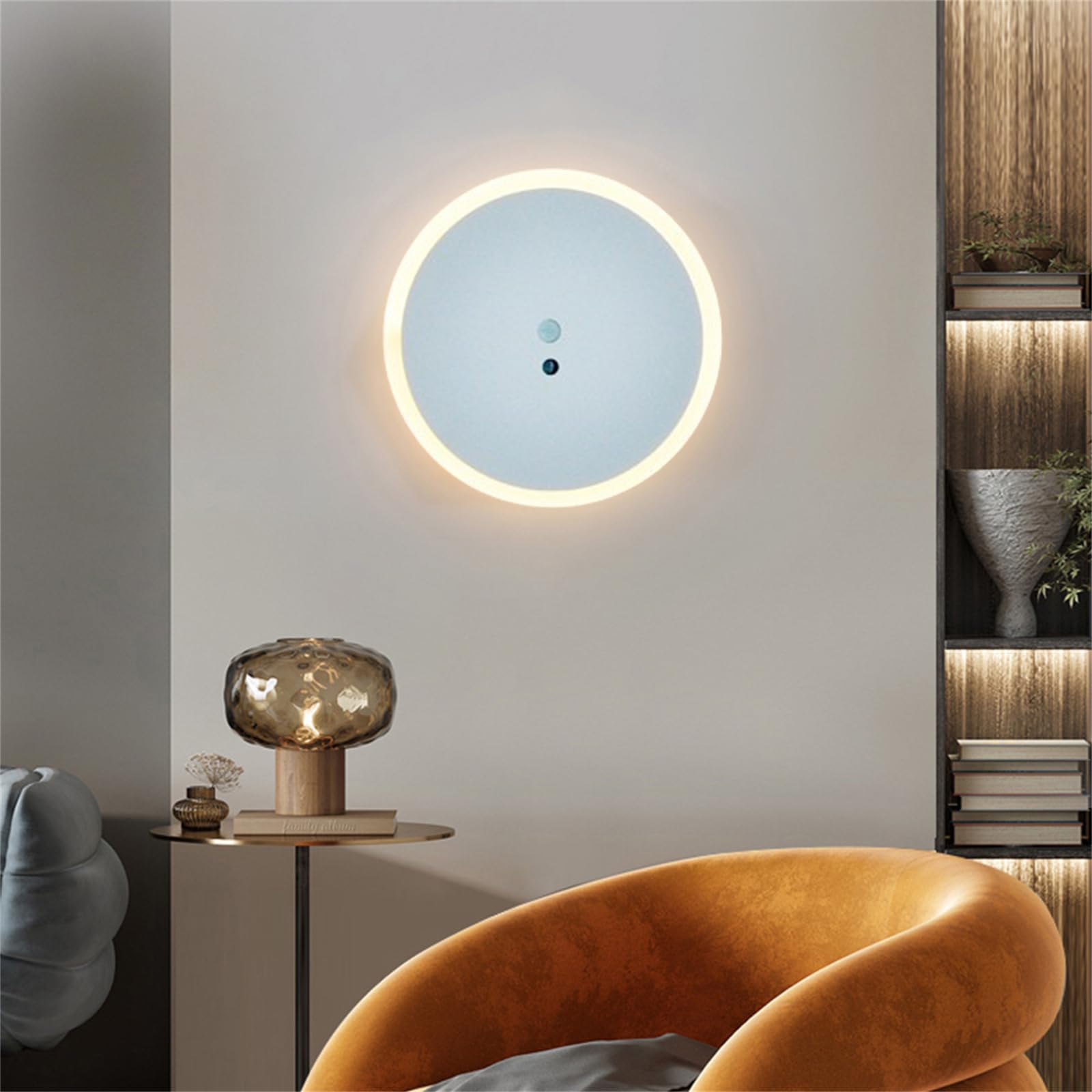 Aplique de Pared con Sensor de Movimiento para Interiores, LED, con detección de Movimiento, Ideal para Sala de Estar, balcón, Pasillo, luz Blanca cálida (luz Blanca, Blanco)