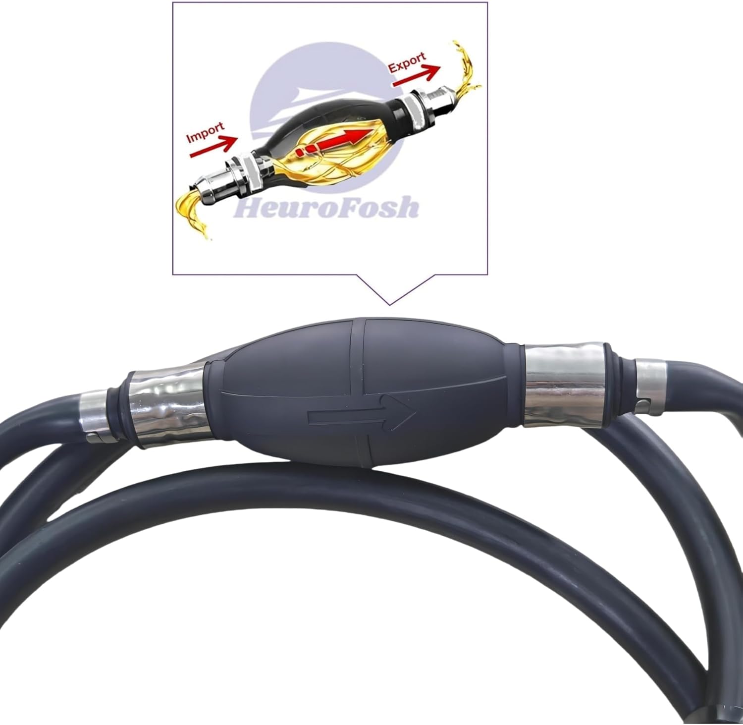 1/4 Inch 6MM Outboard Fuel Line with Connector for Yamaha 4-350 HP Motors with Premium Primer Bulb 6YL-24306-68 6Y1-24306-55 61J-24306-04