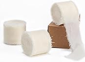 Ivory Handmade Chiffon Ribbon,1.5Inch x 3 Rolls Total 24 Yards Ivory Fringe Chiffon Silk Ribbon,for Wrapping Wedding Invitations,Bridal Bouquets,DIY Crafts,Home Decor and More