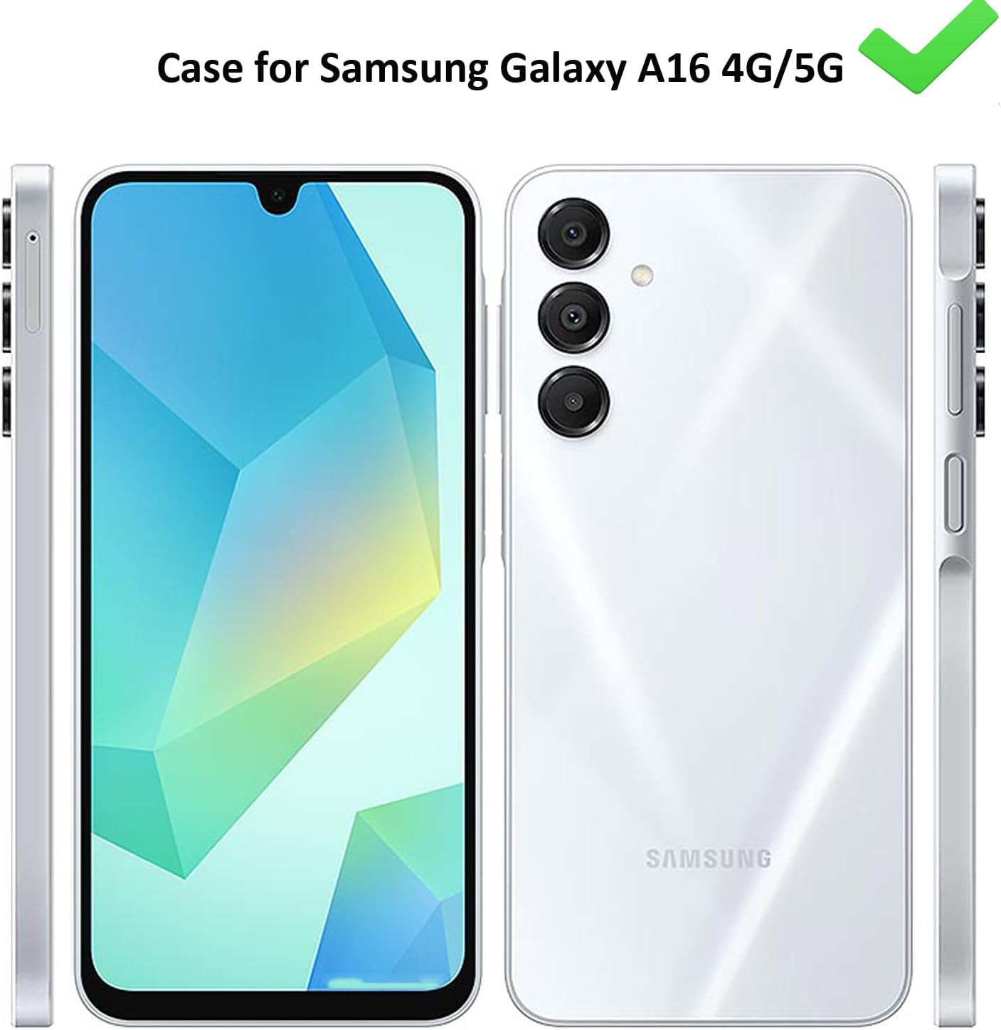 for Samsung Galaxy A16 5G/4G Case: Cute Flowers Floral Design for Girls Women Slim Soft TPU Bumper Shockproof Silicone Cell Phone Cover (Mint Green/Magnolia) - Image 2