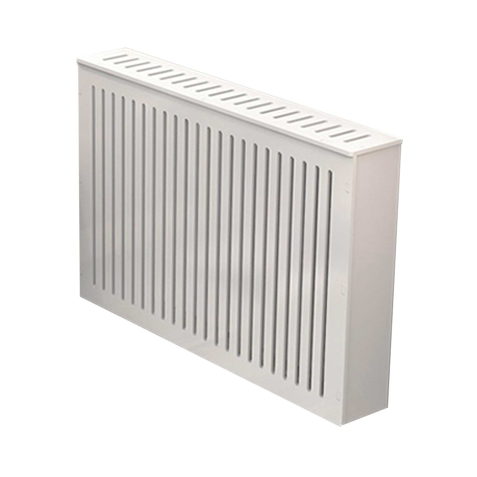 Cache-radiateur design en PVC blanc pour cacher un radiateur inesthétique dans le salon
