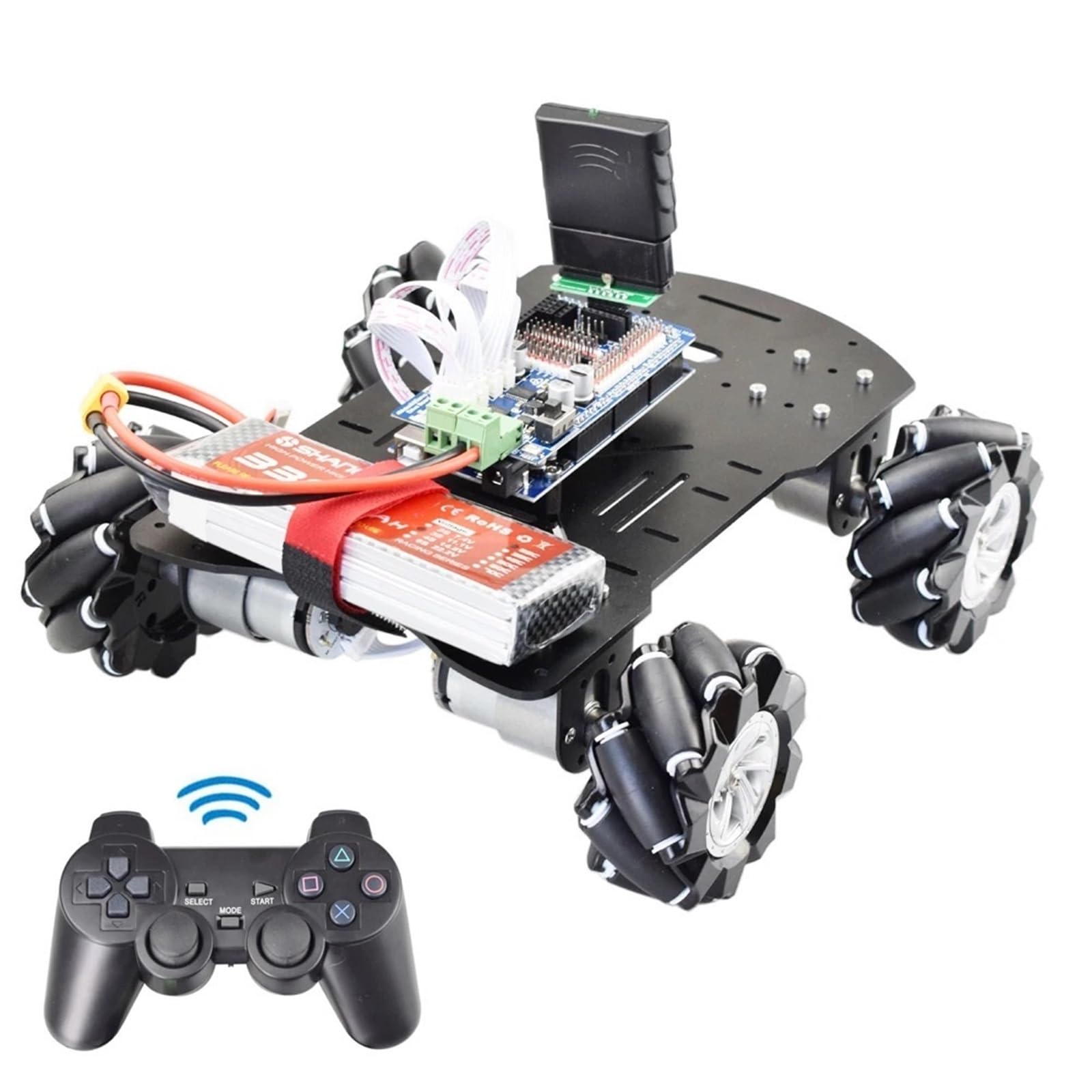 Ładunek 15KG PS2 RC Mecanum koło Robot zestaw podwozia samochodu z silnikiem enkodera 12V dla Arduino Mega2560 DIY macierzystych zabawka(BLUE)