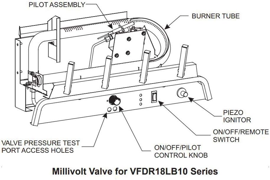 Empire VFDR18LBW10P MV 7-piece 18" 10000 BTU Refractory Log Set - LP