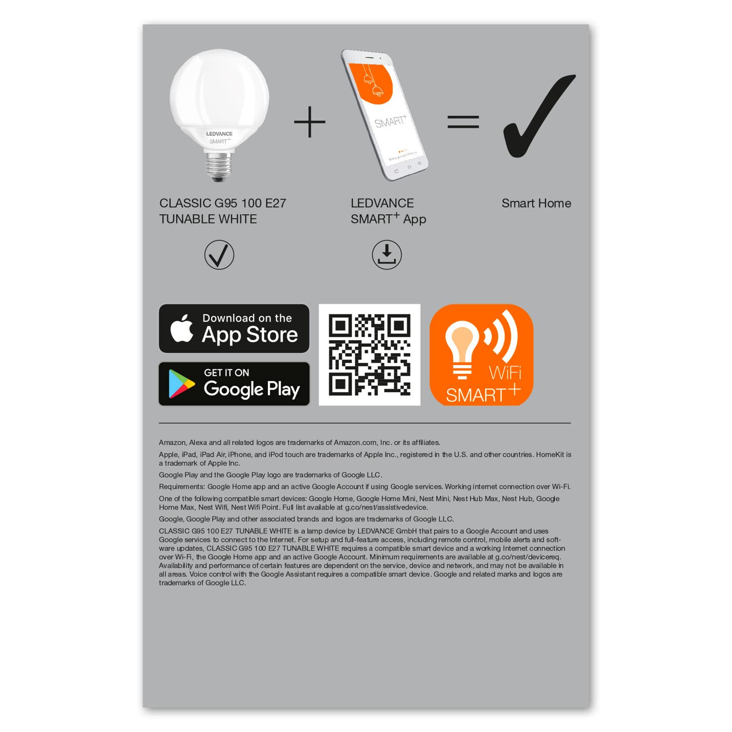LEDVANCE Inteligentna żarówka LED z technologią Wifi, E27, ściemnianie, możliwość zmiany barwy, matowy, zamiennik żarówek 100W, możliwość sterowania za pomocą aplikacji Alexa, Google i innych, 4 pak