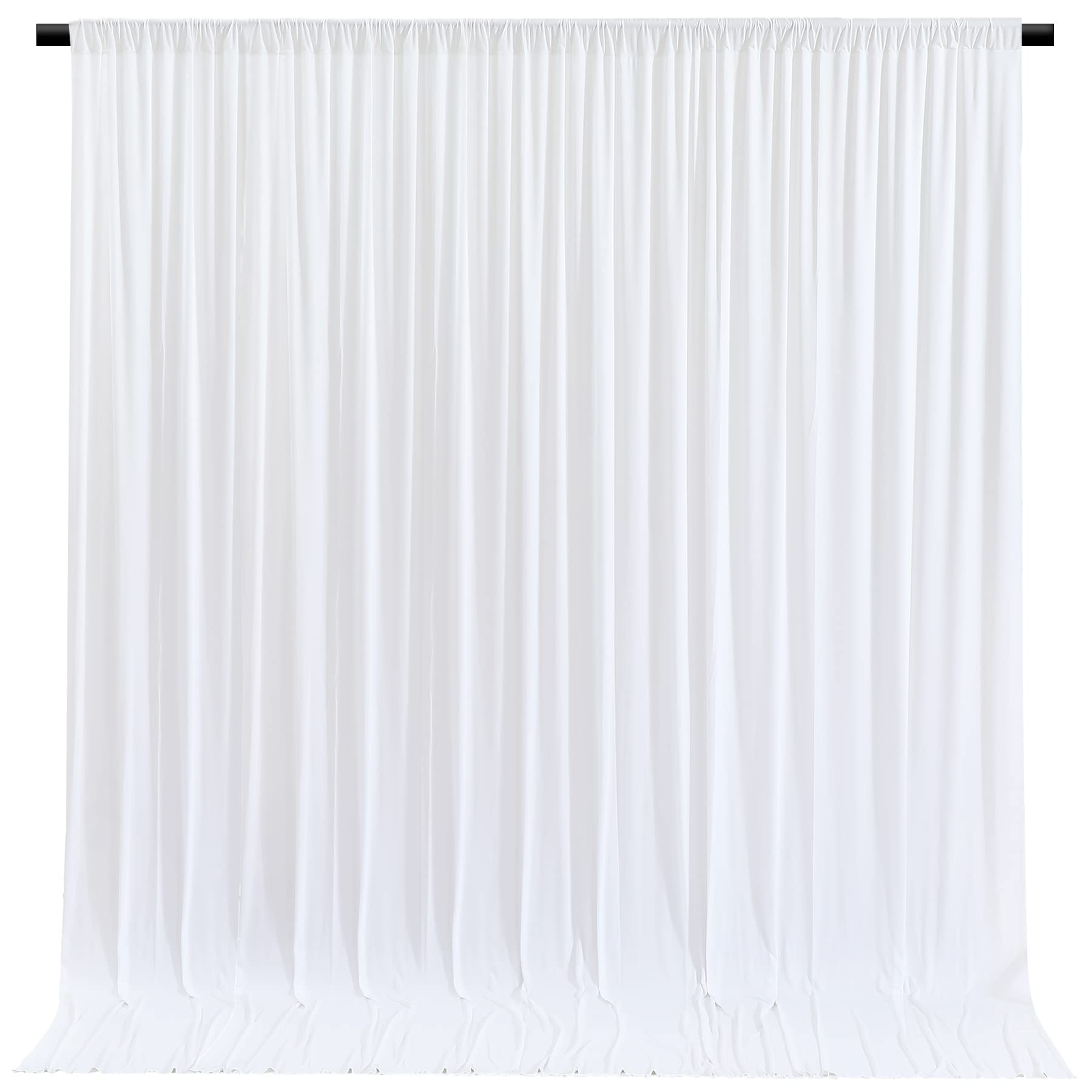 White Backdrop Curtains 4 Panels, 10 Feet Wrinkle-Free Polyester Photography Backdrop Drapes for Wedding Baby Shower Party Background Backdrop Stand-