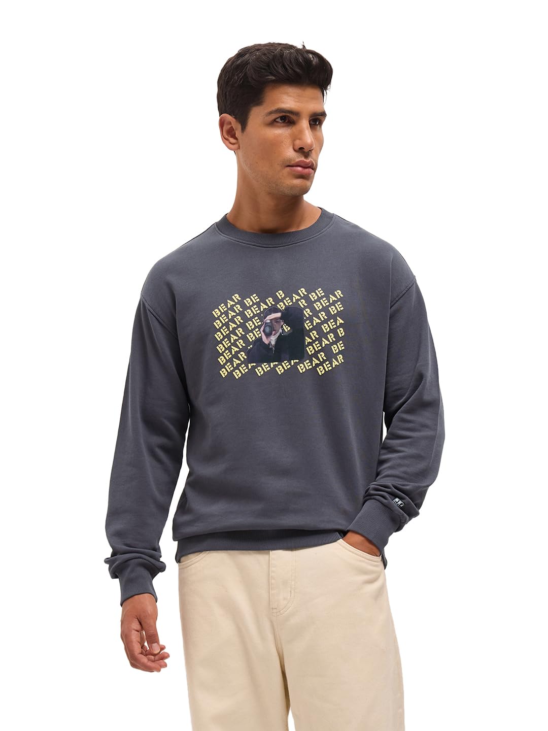 THE BEAR HOUSE Men Typography Printed Round Neck Cotton Pullover Sweatshirt-picture-14