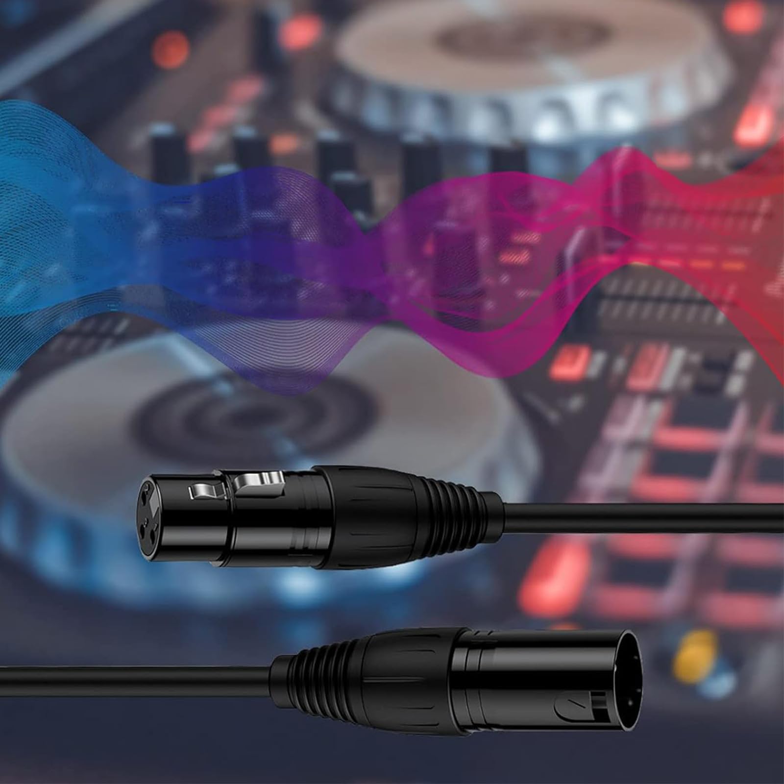POPETPOP Lot de 8 Câbles Dmx 3 Broches en Métal Noir, Longueur 1 Mètre, pour Éclairage de Scène, Projecteurs, Microphones et Matériel Audio, Câbles D’éclairage Robustes et Connexion