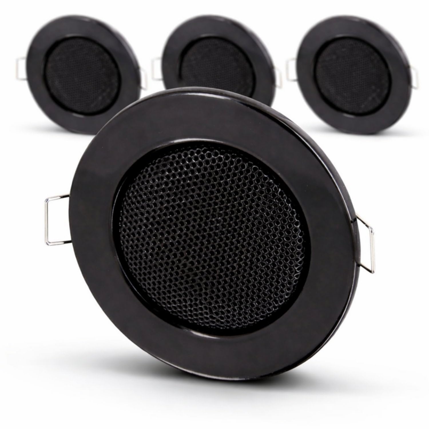HAVA Juego de 4 altavoces empotrables totalmente metálicos, diseño halógeno, empotrable, 60 mm