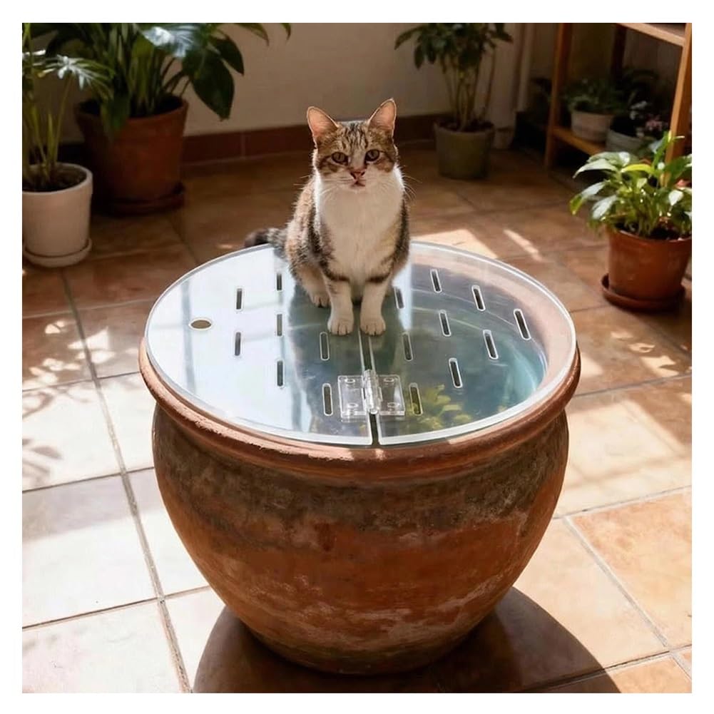 Rygcrud Couvercle Rond pour Aquarium, Grand Format Acrylique Transparent Couvercle pour Aquarium - À Rabat Et À Plusieurs Trous, Contre-Saut pour Tortues, Reptiles Et Poissons(35cm)