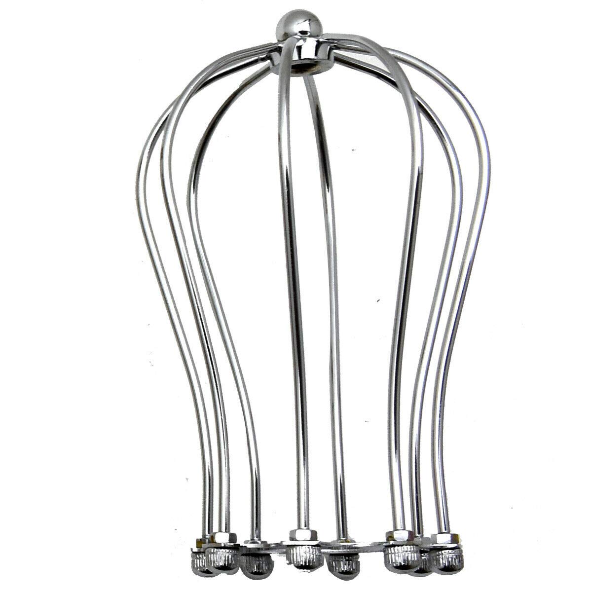 DC Voltage Wire cage lamp Shade Balloon Shaped Metal Bulb Guard E27 Socket Hanging Pendant Wire cage (Chrome)