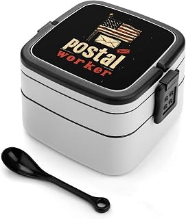 Postal Worker U.S. Flag Printed Bento Box Adult Lunch Box Stackable Lunch Containers 2 Layer Lunchbox for Work Picnic