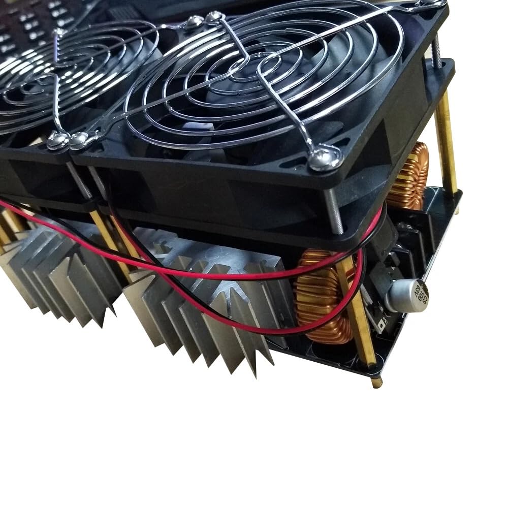 1800 W riscaldamento a induzione compatto 18 x 9 x 8 ZVS modulo di riscaldamento a induzione con doppia ventola di raffreddamento e dissipatore di calore in alluminio, potente riscaldamento a