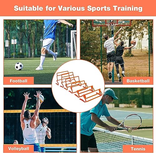REDCAMP 6er-Pack Agility Training Hürden, 4 höhenverstellbare Speed Training Hürden Set, tragbares Speed Training Equipment mit Tragetasche, orange