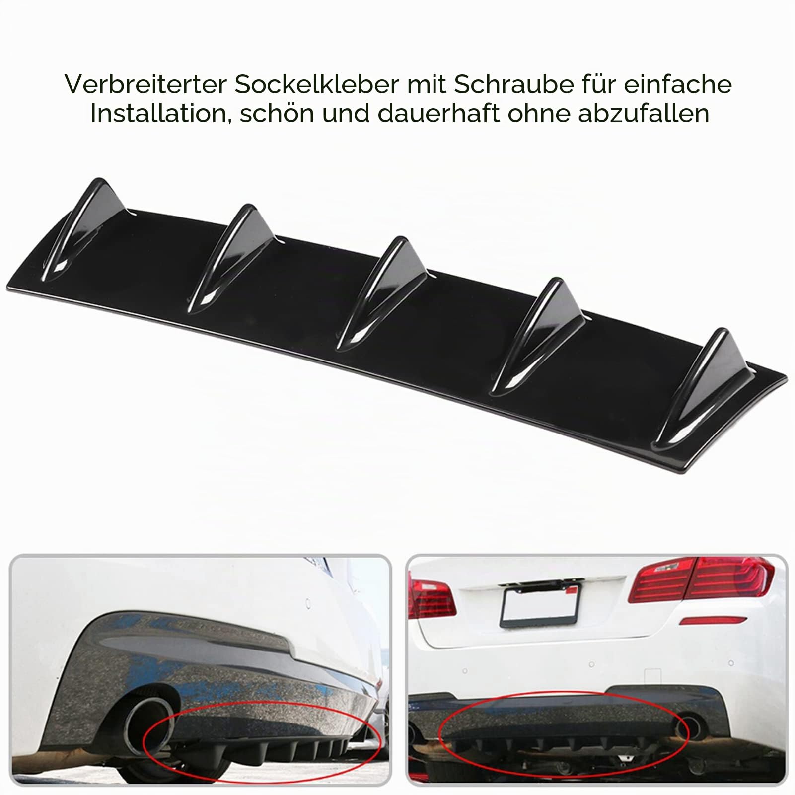 Dioche Heckdiffusor, Universal Seitenschweller, Auto Heckstoßstange Chassis Haifischflosse Spoiler Flügel Lippe Diffusor (M)