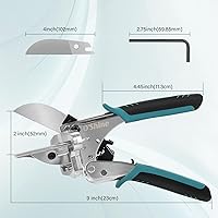 Vista 5 de O'Shine Tijeras de inglete de trinquete de 22.5 grados, reducción de fuerza del 80% para corte angular, moldeado de PVC, madera suave, moldeo