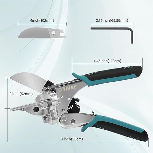Miniatura 5 de O'Shine Tijeras de inglete de trinquete de 22.5 grados para corte angular, artesanía de madera, herramienta de corte de cuarto redondo, cortadores
