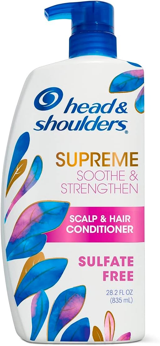 Head & Shoulders Supreme Sulfate-Free Conditioner with Argan Oil, with 1% Pyrithione Zinc, Anti-Dandruff Treatment, Soothe and Strengthen Hair and Scalp, 28.2 fl oz