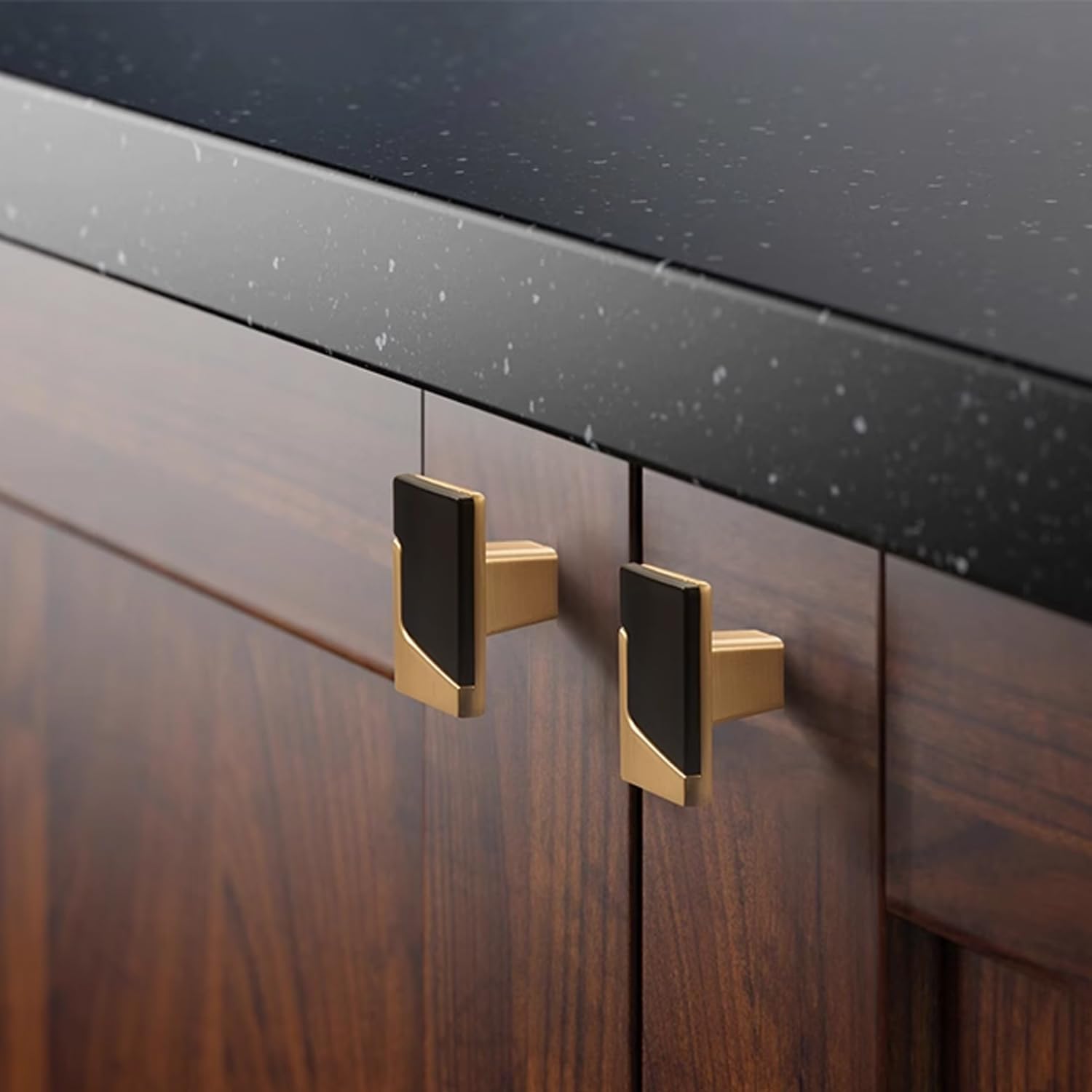 6 Pack Black and Gold Drawer Knobs, Quality 1.5 Inch Handle Pull for Cabinet, Dresser and Closets