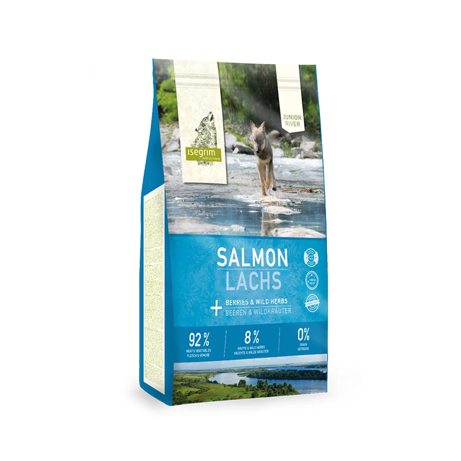 ISEGRIM Hundesack Junior Lachs + Beeren und Wildkräuter, 12 kg, Hund