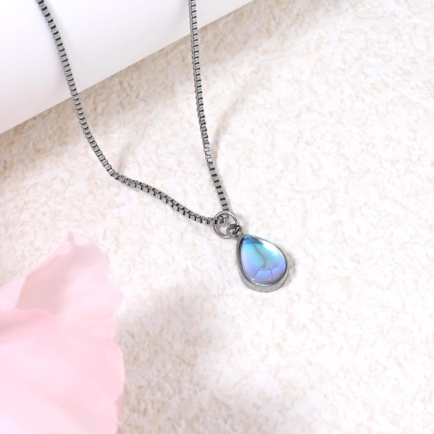 Sterling Silver Teardrop Moonstone Necklace, Tiny Gemstone Pendant, Moonstone Jewelry - Image 5