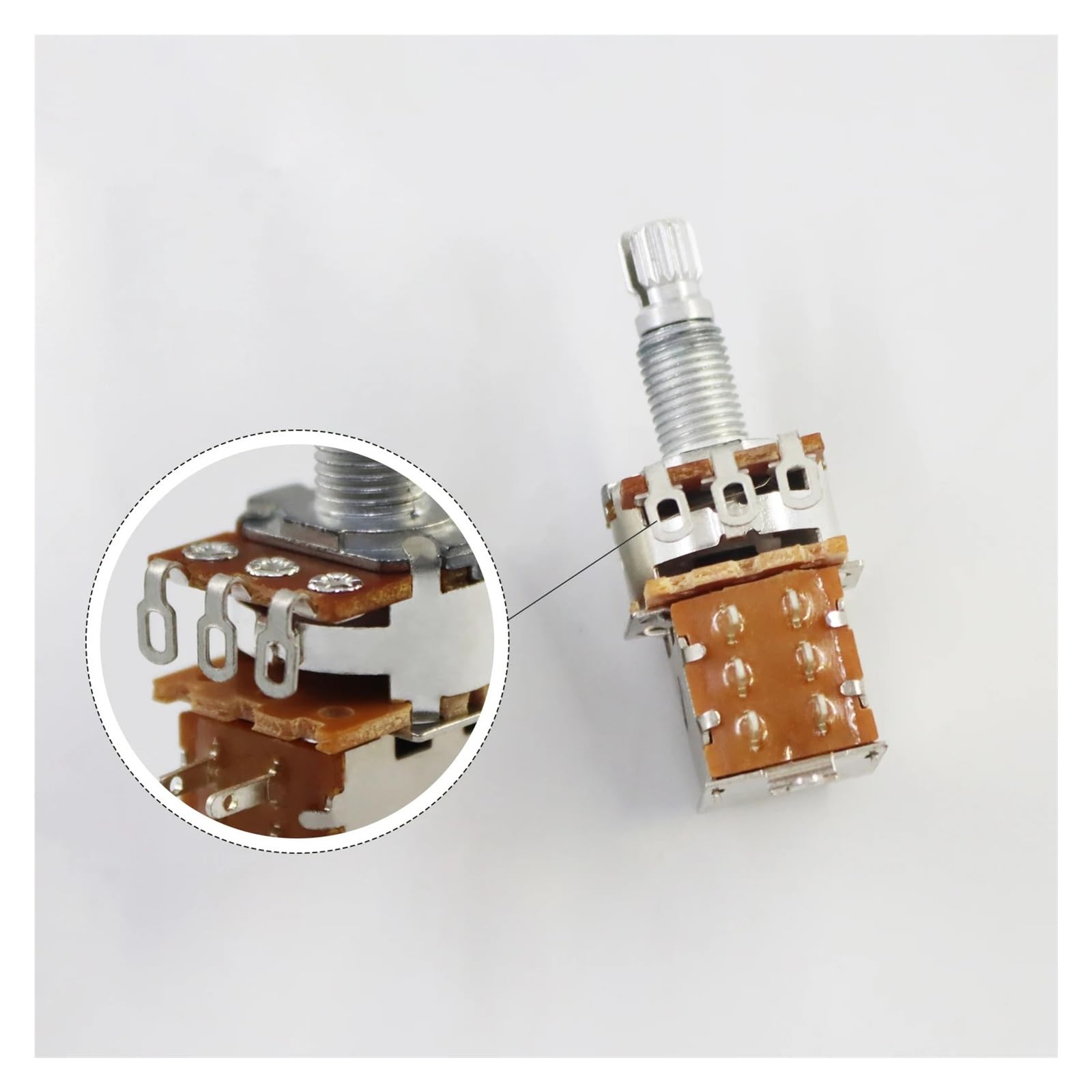 Potenciómetro de guitarra pull-up de eje largo métrico de 18mm A/B250/500 ohm, potenciómetro de eje largo dividido de volumen/audio (2 unidades)