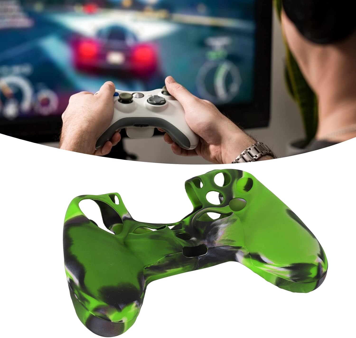 for PS4 Controller Protector Cover Skin, Silicone Protective Case Cover for Playstation 4 Controller with 2 Thumb Grips for PS4 Controller(Camouflage Green)