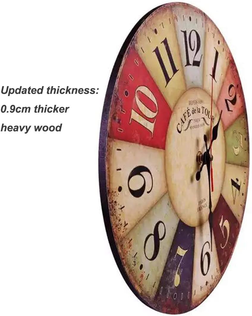 Buy 12 Inch Thick Wood Kitchen Wall Clock Retro Farmhouse Clocks For Living Room Decor Bedroom Restaurant