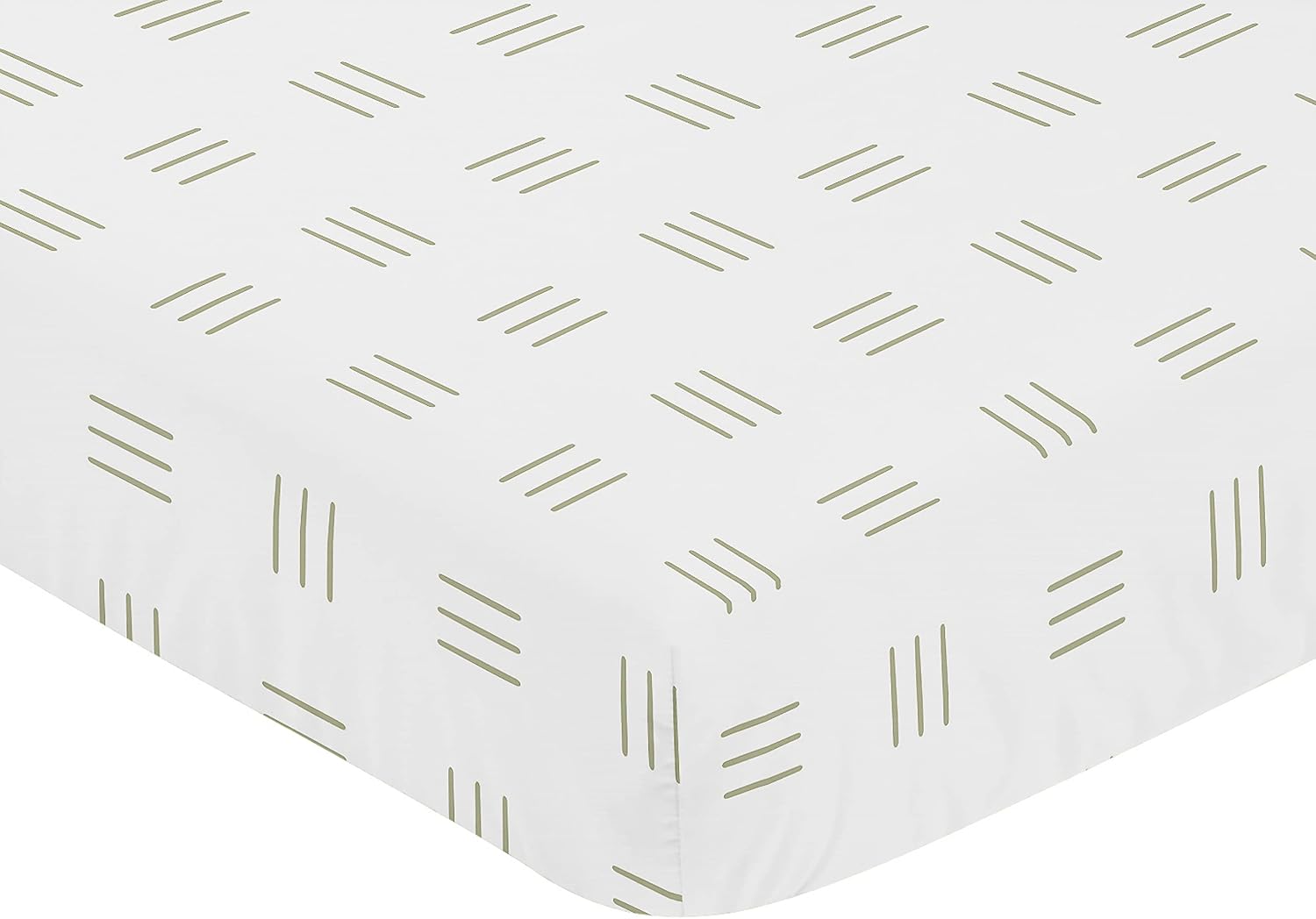 Sweet Jojo Designs Fitted Baby Crib Sheets (White and Sage Boho Mudcloth) for Boys or Girls, Infant Nursery, Toddler Room - Standard Size (Green, Bohemian, Woodland, Southwest, Hatch, Gender Neutral)