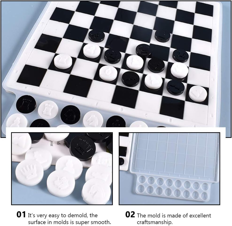 Chess Board Resin Chess Table Silicone for DIY Jewelry Crystal Crafts Making Tool
