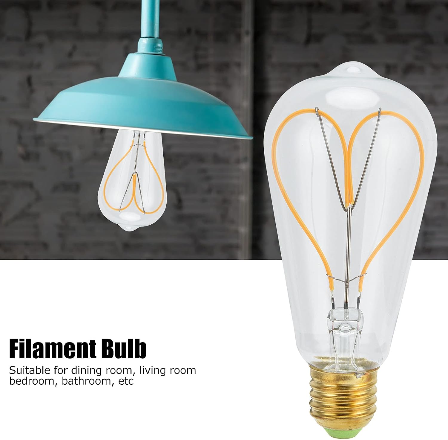 Garosa Vintage LED Bulb Heart Shaped LED Filament Retro Bulb Vintage Light Bulb E27 Lamp Holder 4W 2300K 220LM Spiral Filament Adjustable Brightness Warm Light 220V(Transparent)