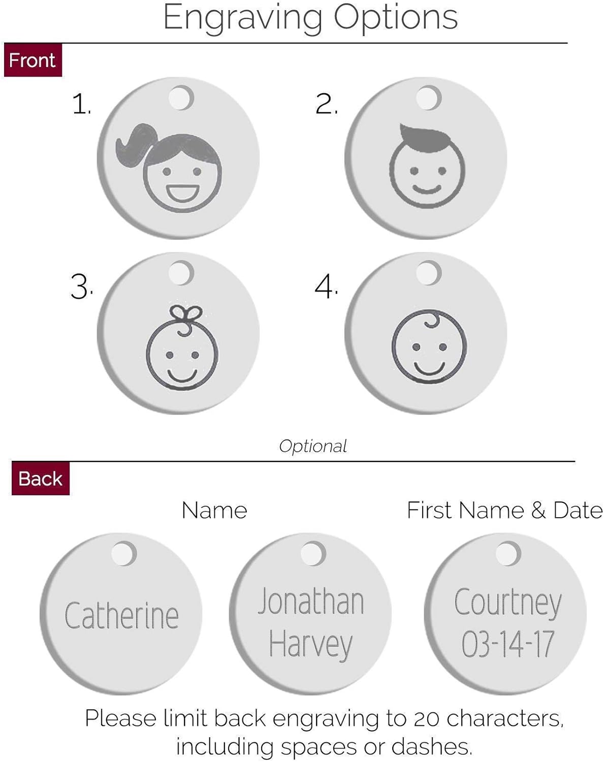 Boys and Girls Charm Necklace for Mom, Cute Kid Cartoon with Birthdate or Name [DS-KIDS]