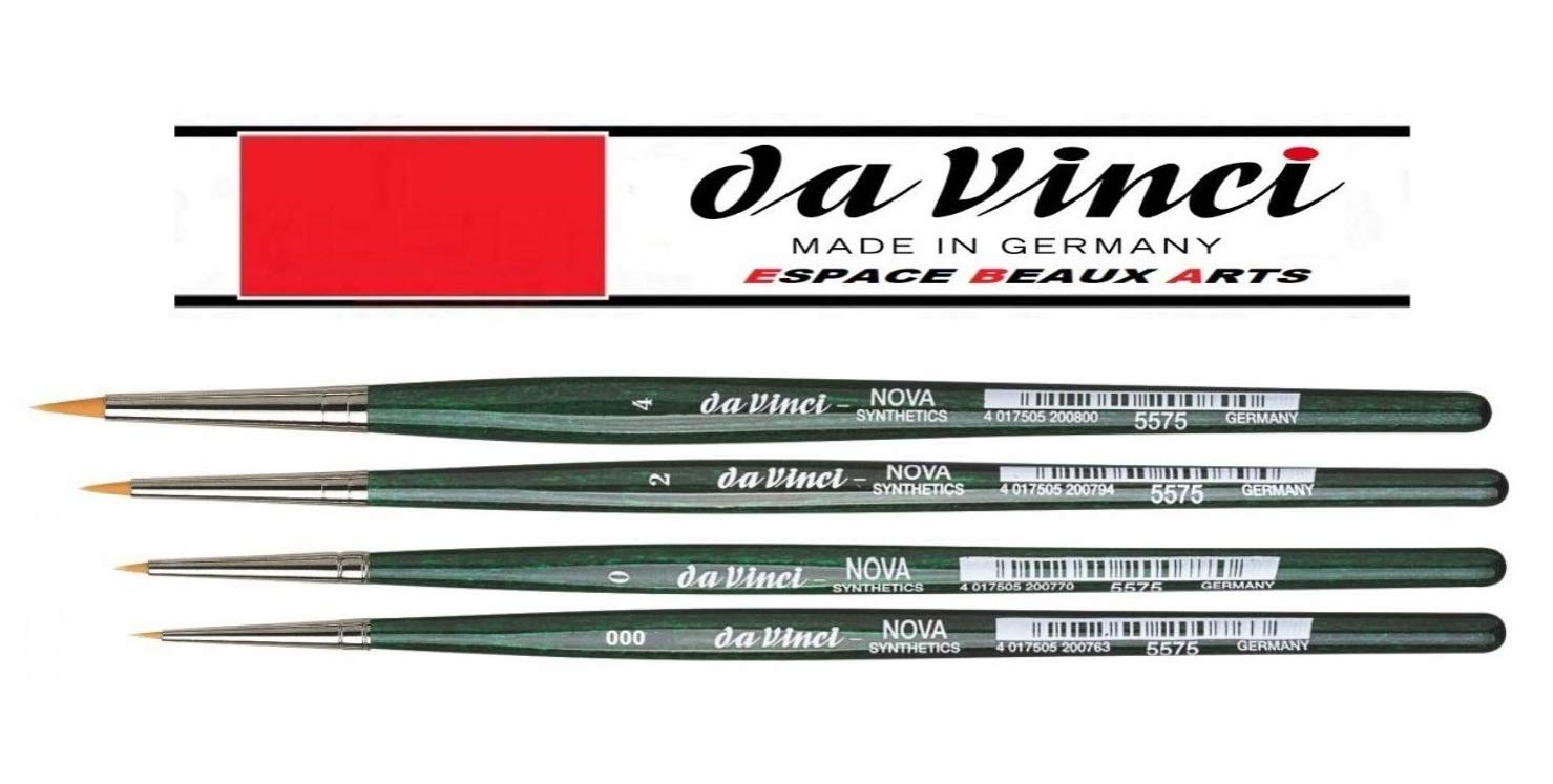 Da Vinci Pennelli Set Répique 5575: 4 Pennelli Sintetici (000, 0, 2, 4) Per Ritocchi, Olio E Acrilico, Made In Germany - 4