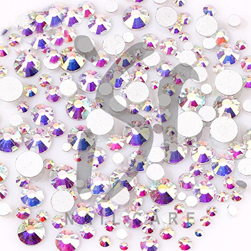 Nail Art Strasssteine im Rondell 9 verschiedene Größen multicolor AB Glas Strass Kristall Nageldesign – Bild 5