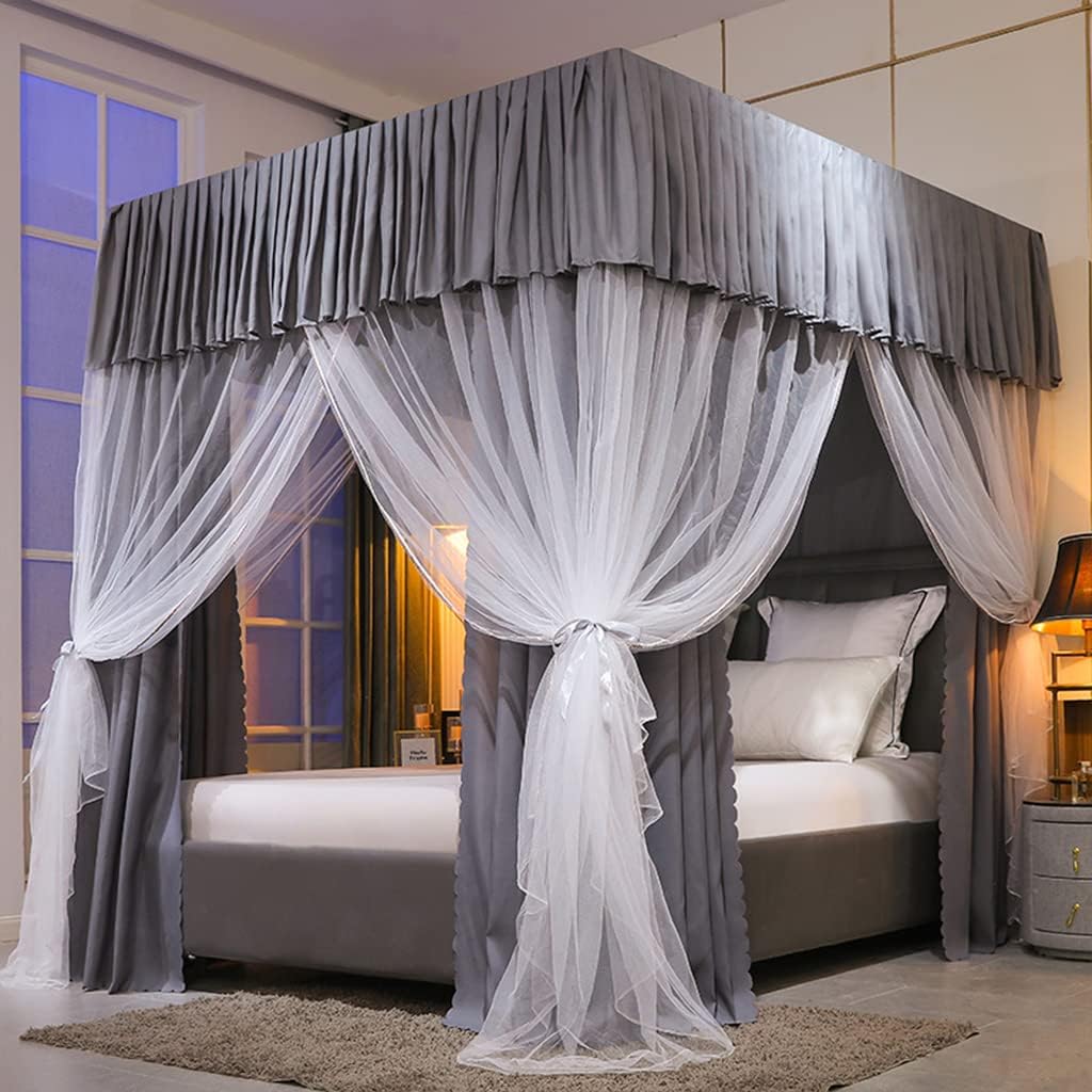 Princess 4 Corner Post Bed Canopy with Cute Mosquito Net Ideal for Girls Adults and Kids Rooms Curtain Net for Twin/Full/Queen/King Size Bed