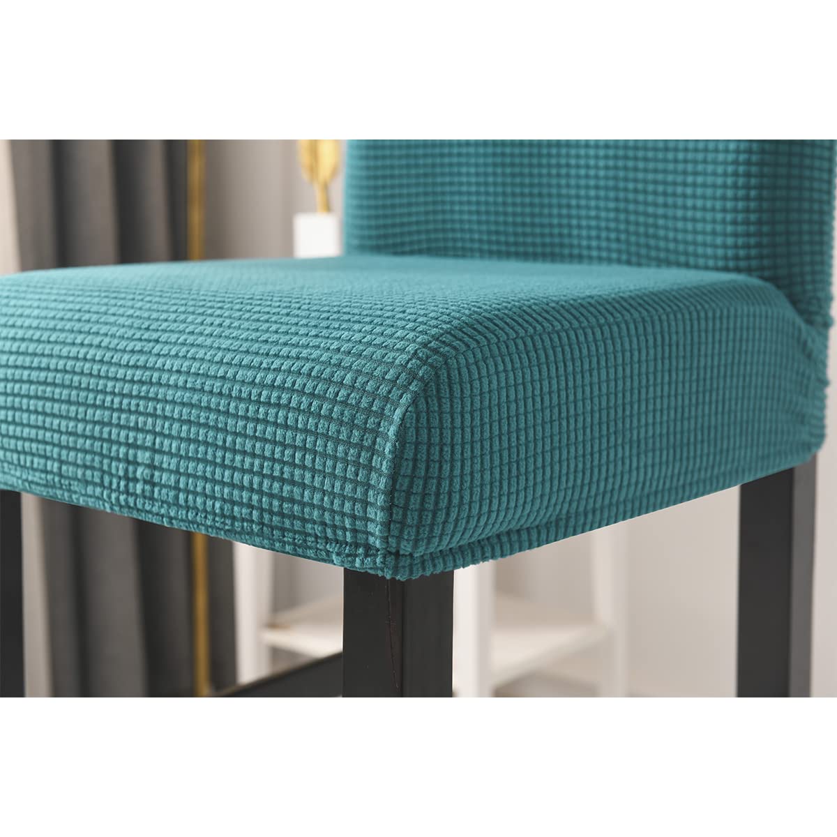 Housses de Chaise de Tabouret Couvre Chaise de Bar Extensibles Housses Chaise à Dossier Bas Lot de 4 Lac Bleu