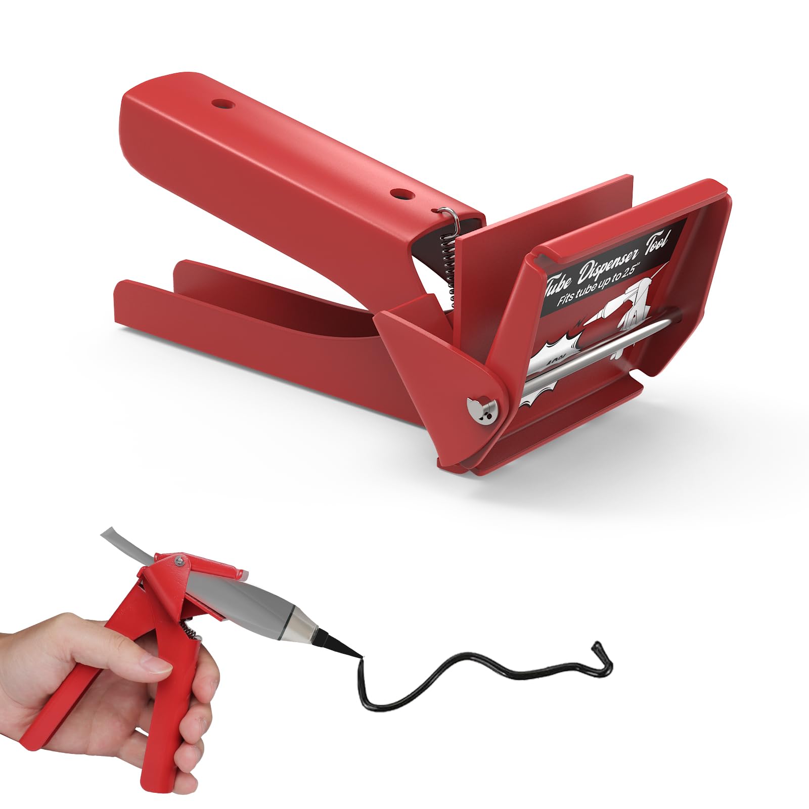 Tube Extrusion Tool, Tube-Grip Industrial Size Dispenser, Efficient RTV and Silicone Dispenser, Prevent Material Waste, Red