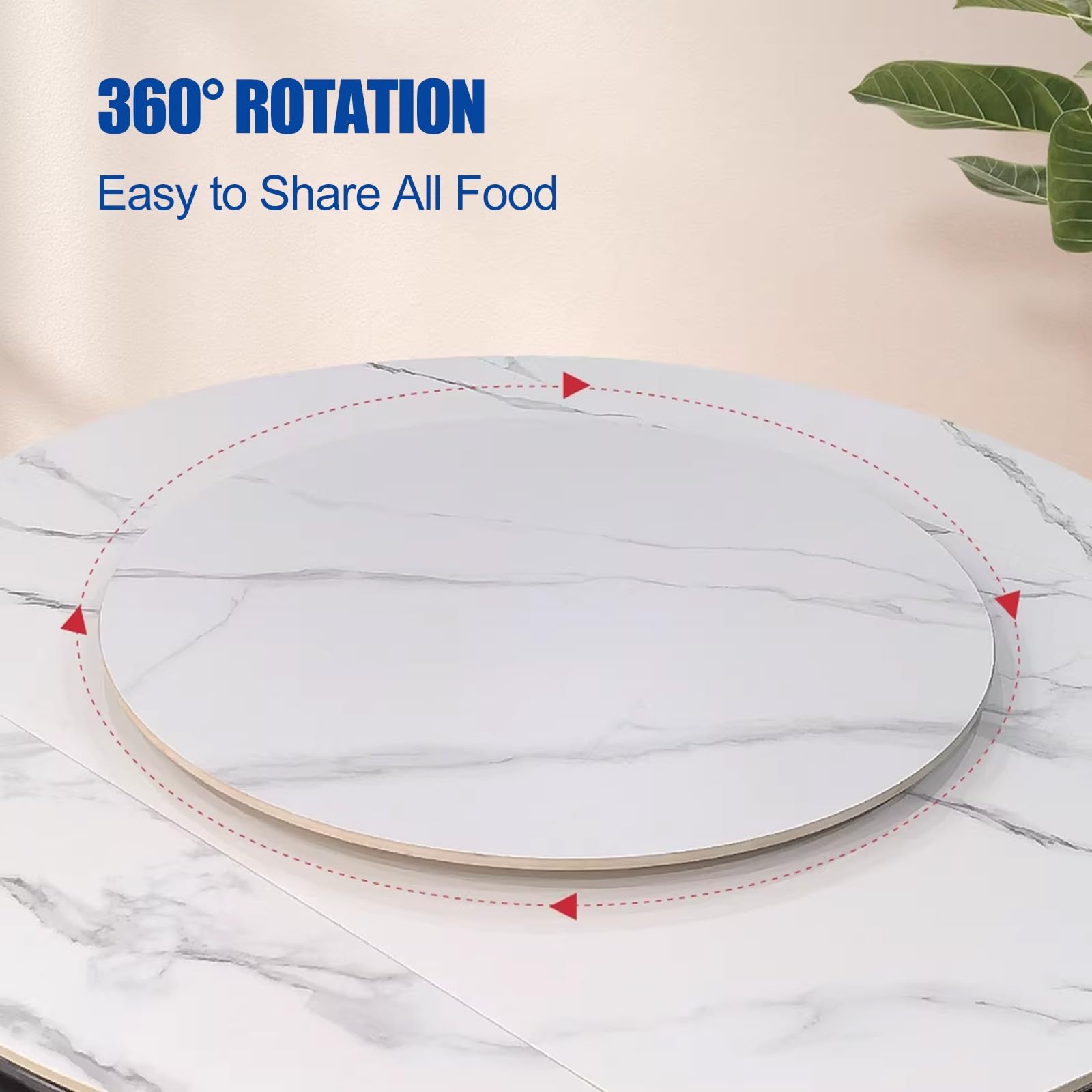 90cm Bandeja de Servicio Lazy Susan de Patrón de Mármol, 70cm Organizador de Mesa, Plato Giratorio Antideslizante Redondo, para Fiestas Hogar Cocina(Gray,60cm/24in)