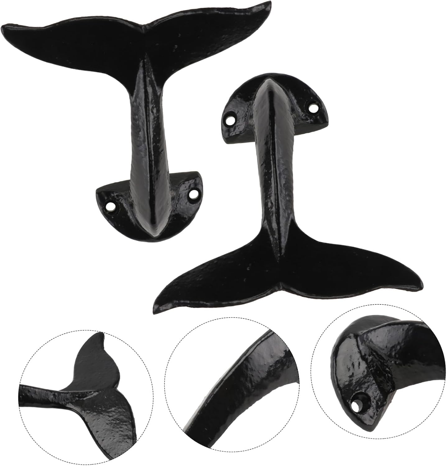 2pcs Whale Tail Wall Hooks Creative Decorative Storage Hook for Indoor Use for Clothes Bags and Sundries Compact Iron Wall-Mounted Hanger for Bedroom Bathroom Living Room