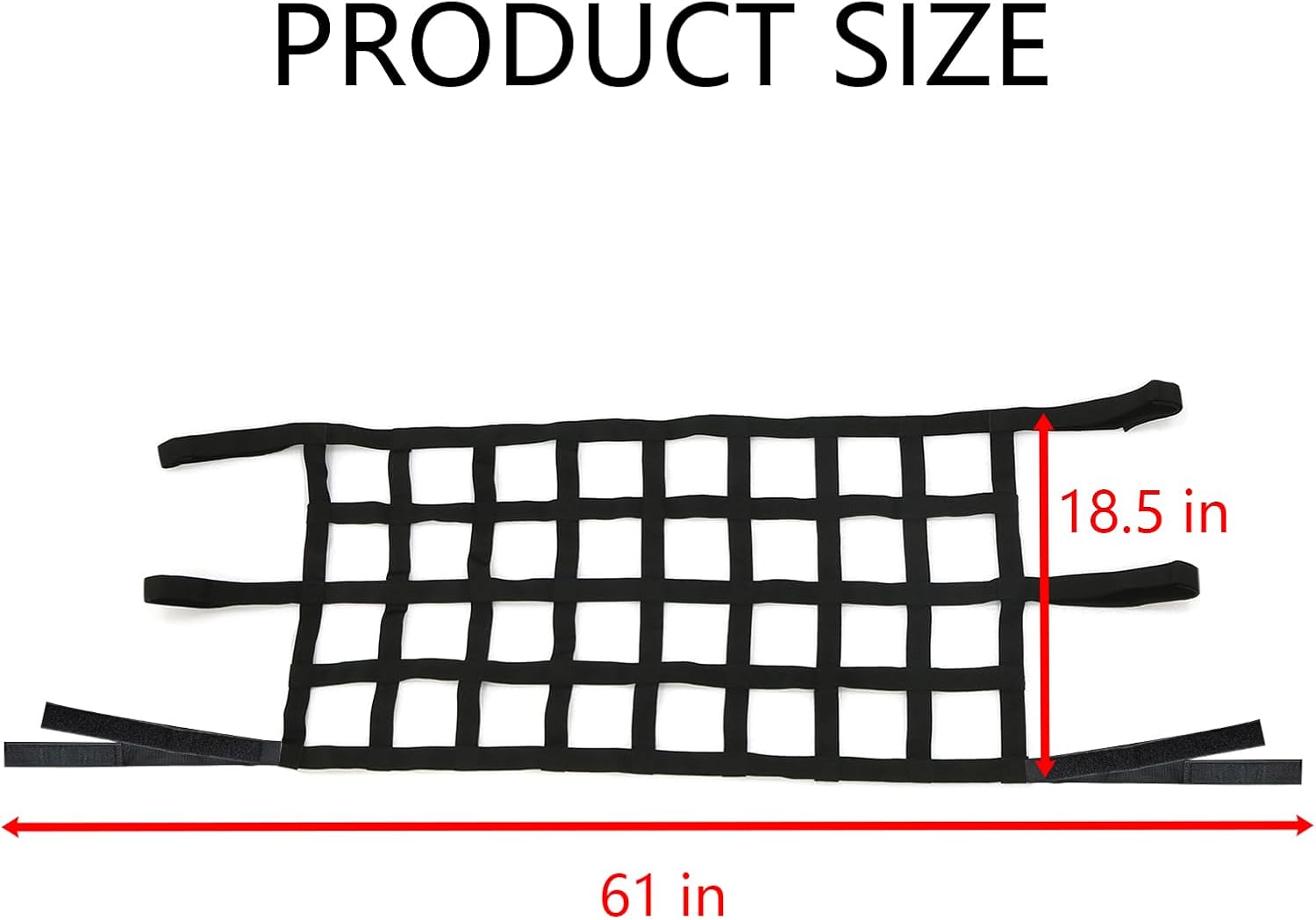 Mesh Cargo Net Roof Top Netting Hammock for Jeep Wrangler YJ JK JL JLU and Gladiator JT 1987-2024 Cargo Mesh Cover Black