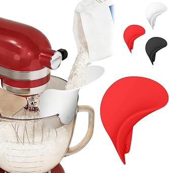 Silicone Flour Funnel Compatible with KitchenAid Mixer, Leak-Proof Clip-On Funnel, Fits All Stand Mixers, Prevents Spills and Messes, Dishwasher-Safe Baking Tool, for Liquid and Both Flour Red