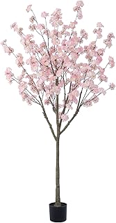 Tall Artificial Cherry Blossom Tree 6Ft(72'), Realistic Potted Silk Faux Cherry Blossom, Indoor/Outdoor for Home, Office, Living Room, Bedroom, Porch