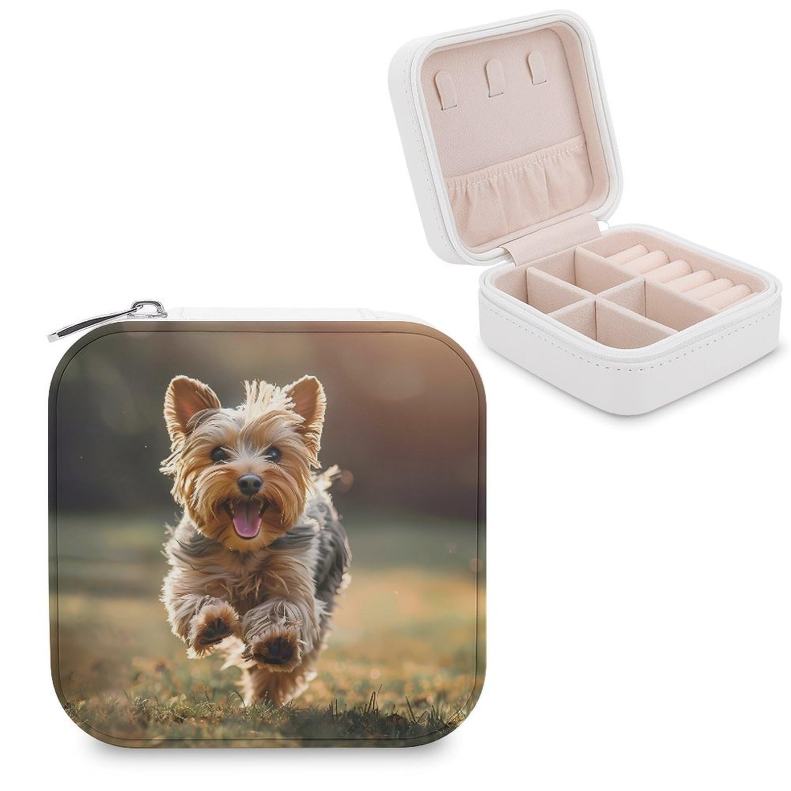 CUTJMDNGH Cute Yorkshire Terrier Dog Jewelry Box for Women Jewellery Case Organizer Storage Boxes Craft