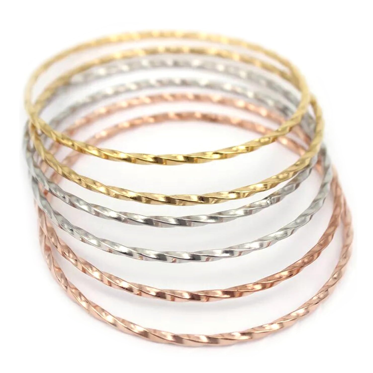 Aheli Silver Gold & Rose Gold Plated Mental Bangles Bracelet Fancy Gift for Women (6 Pcs)