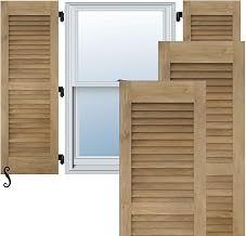 15"W x 51"H Americraft Two Equal Louver Exterior Real Wood Shutters (Per Pair), Unfinished